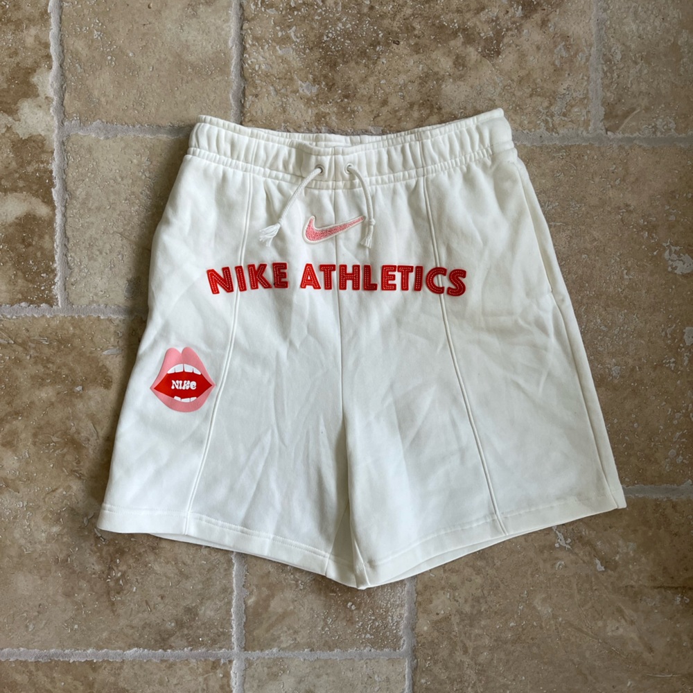 Nike Athletics White Embroidered Shorts Size Small